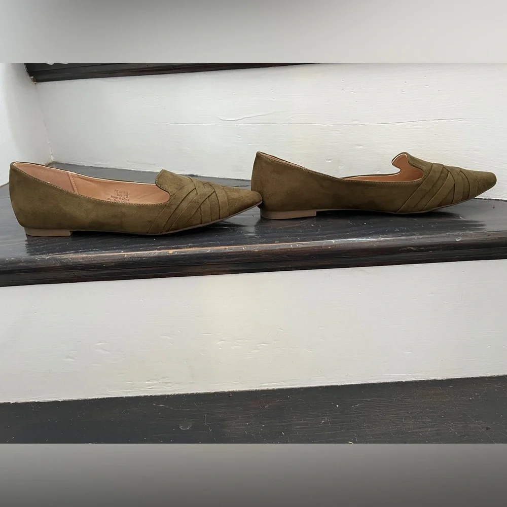 Journee Collection Womens Mindee‎ Loafer Vegan Suede Criss Cross Pointed Toe 10